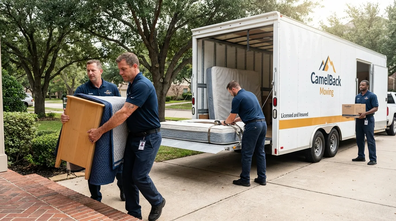 Crew loading residential truck for cross-state move from Hamilton, GA