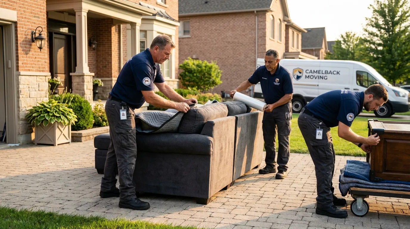 Large estate moving crew wrapping furniture in Hamilton, GA