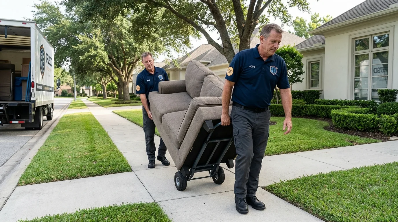 Local residential moving crew loading furniture in Hamilton, GA
